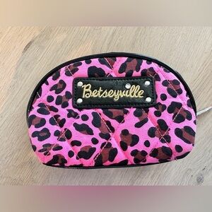 Betsey Johnson pink leopard print pouch